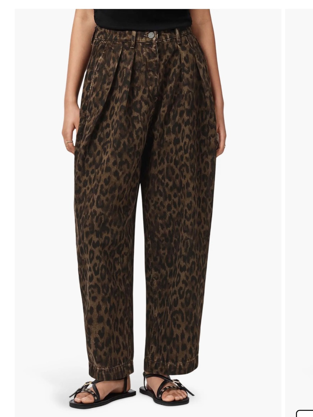 ❤️ NWOT All Saints Becca Pleated Barrel Leg Jeans in Leopard Print